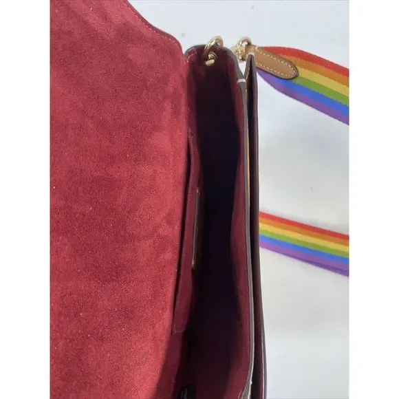 Coach Brown Rainbow Pride Leather Trim Ellen Crossbody Purse C4086 - Picture 10 of 10